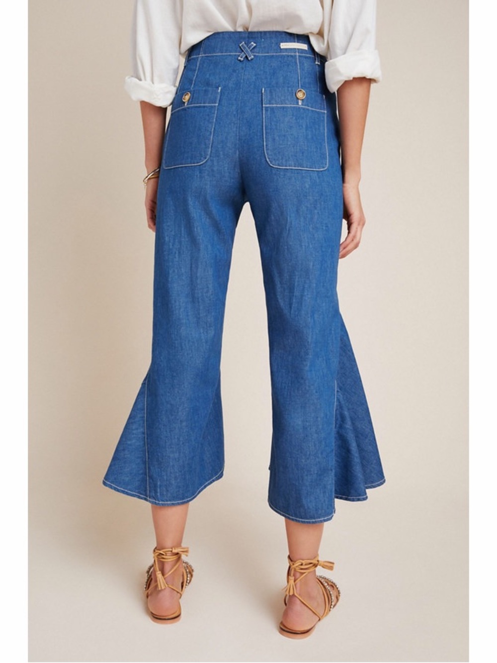 Pilcro Anthropologie Ruffled Hem Wide-Leg Jeans Size US 2 - Picture 2 of 13